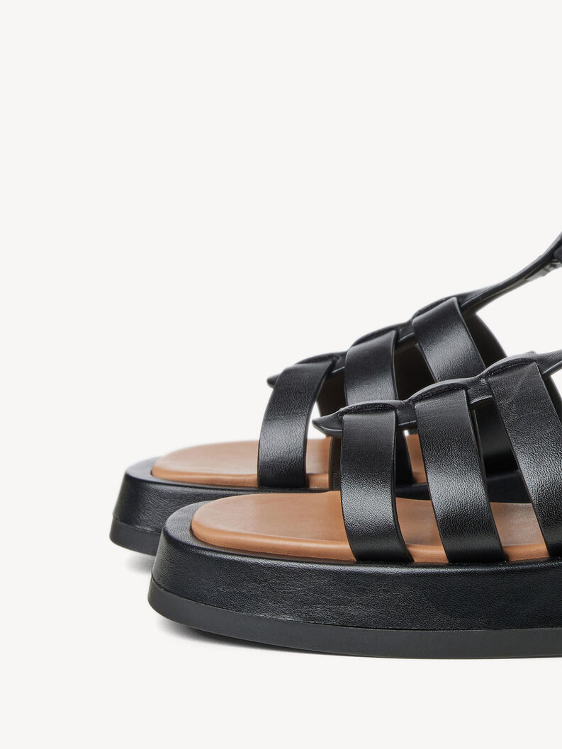 Leather Heeled sandal - black, BLACK, hi-res