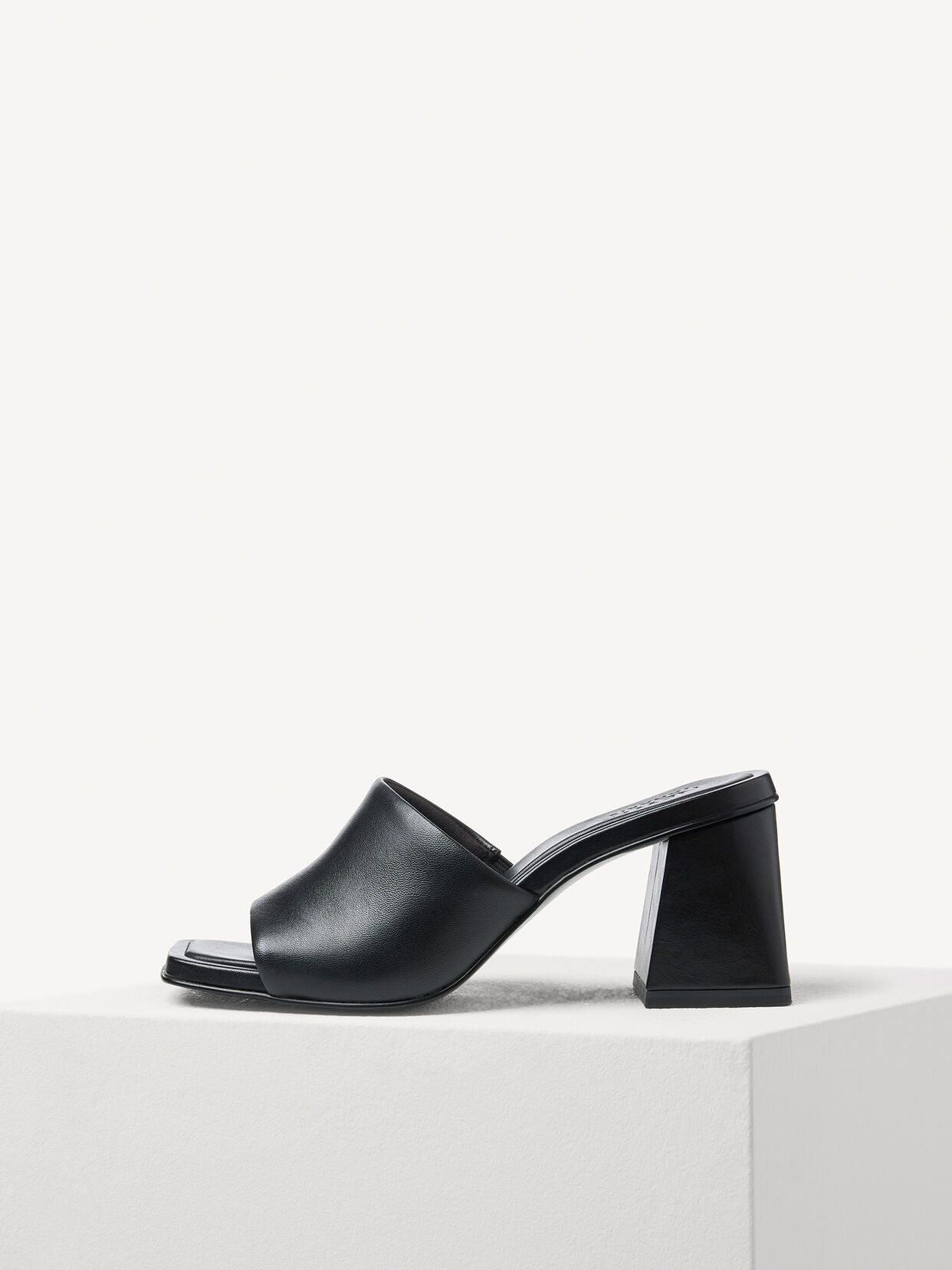 Lederpantolette - schwarz, BLACK, hi-res