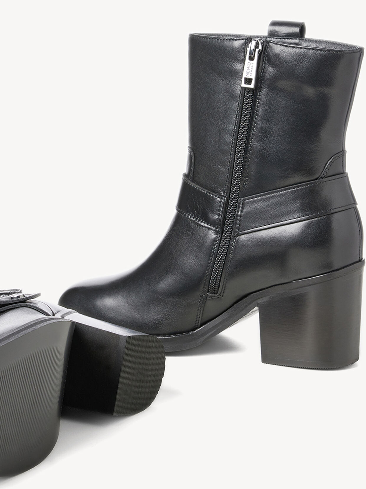 Lederstiefelette - schwarz, BLACK LEATHER, hi-res