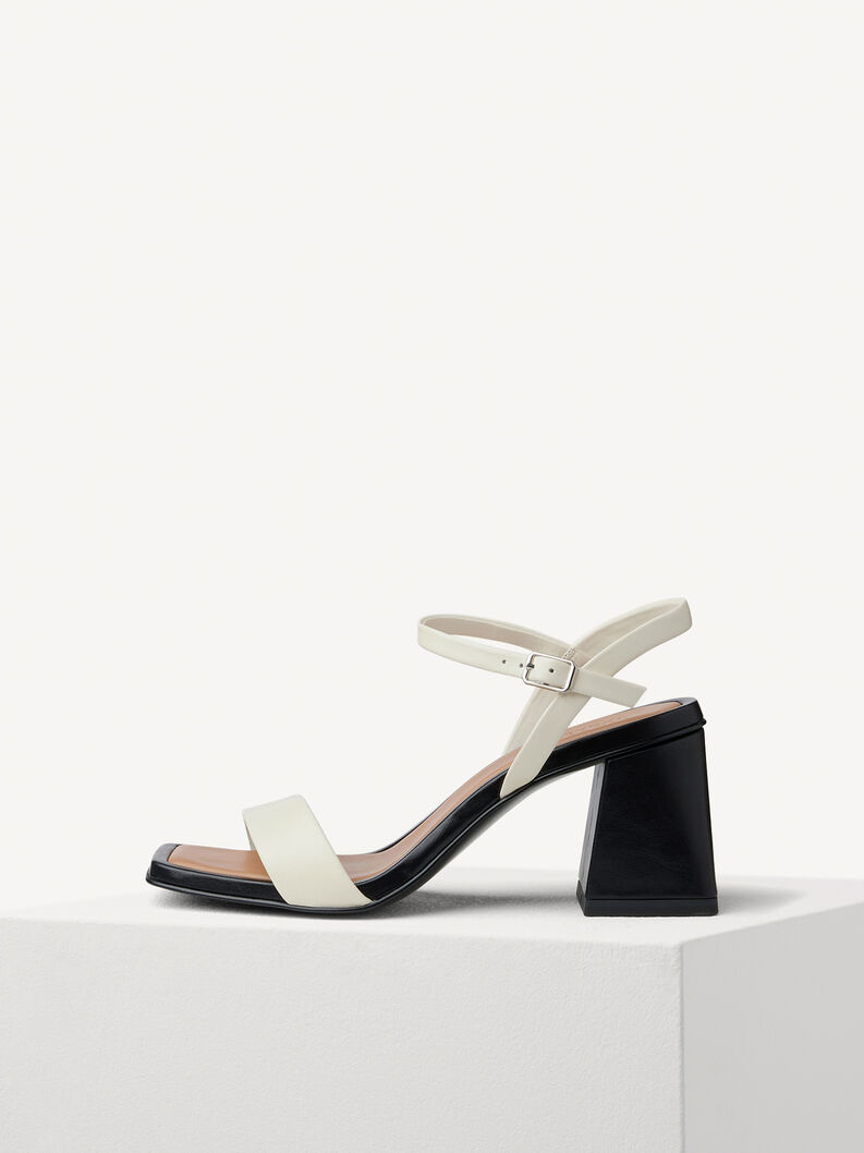 Leather Heeled sandal - beige, IVORY COMB, hi-res
