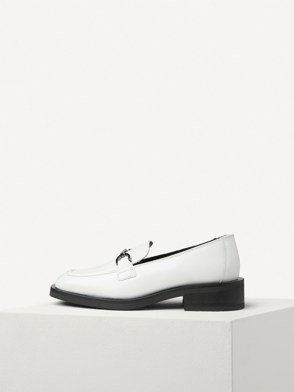 Lederslipper - weiß, WHITE, hi-res