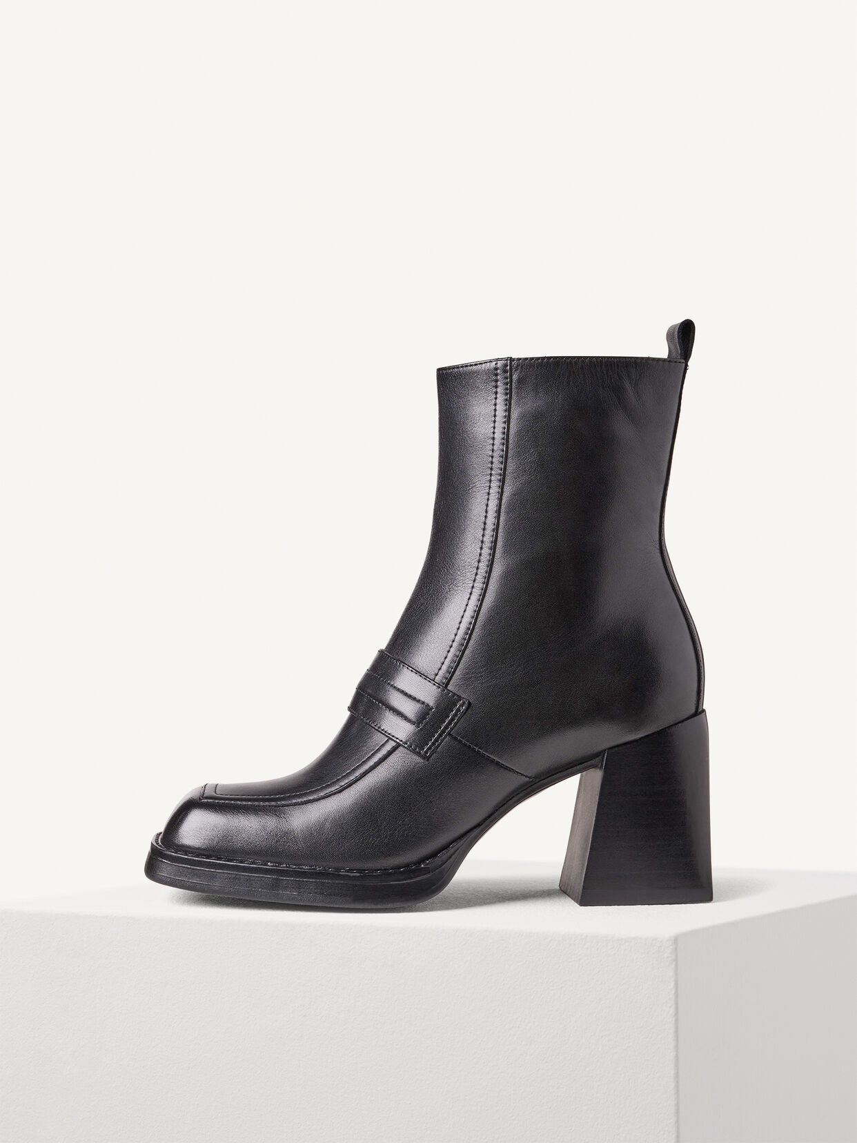 Lederstiefelette - schwarz, BLACK, hi-res