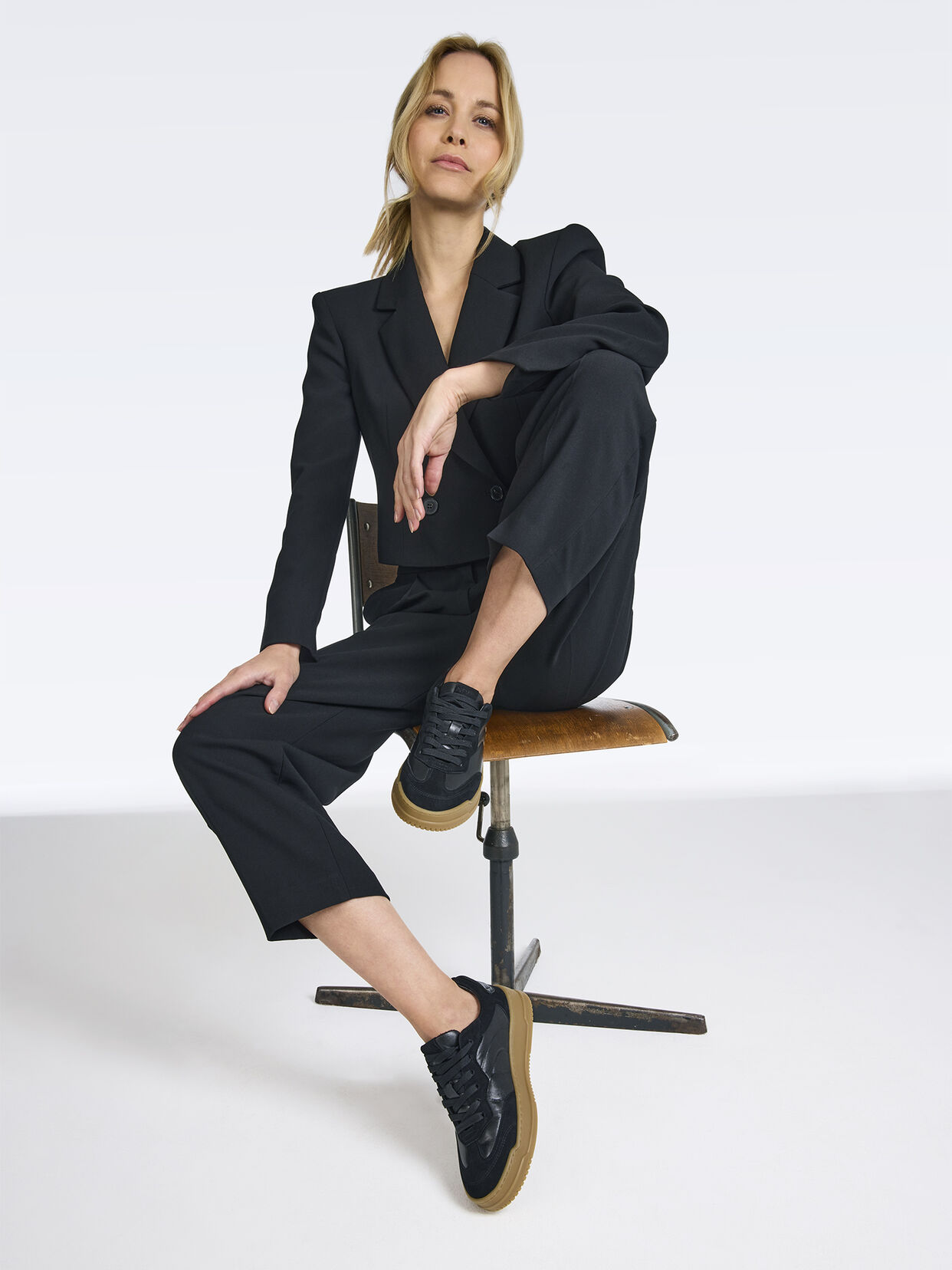 Ledersneaker - schwarz, BLACK, hi-res