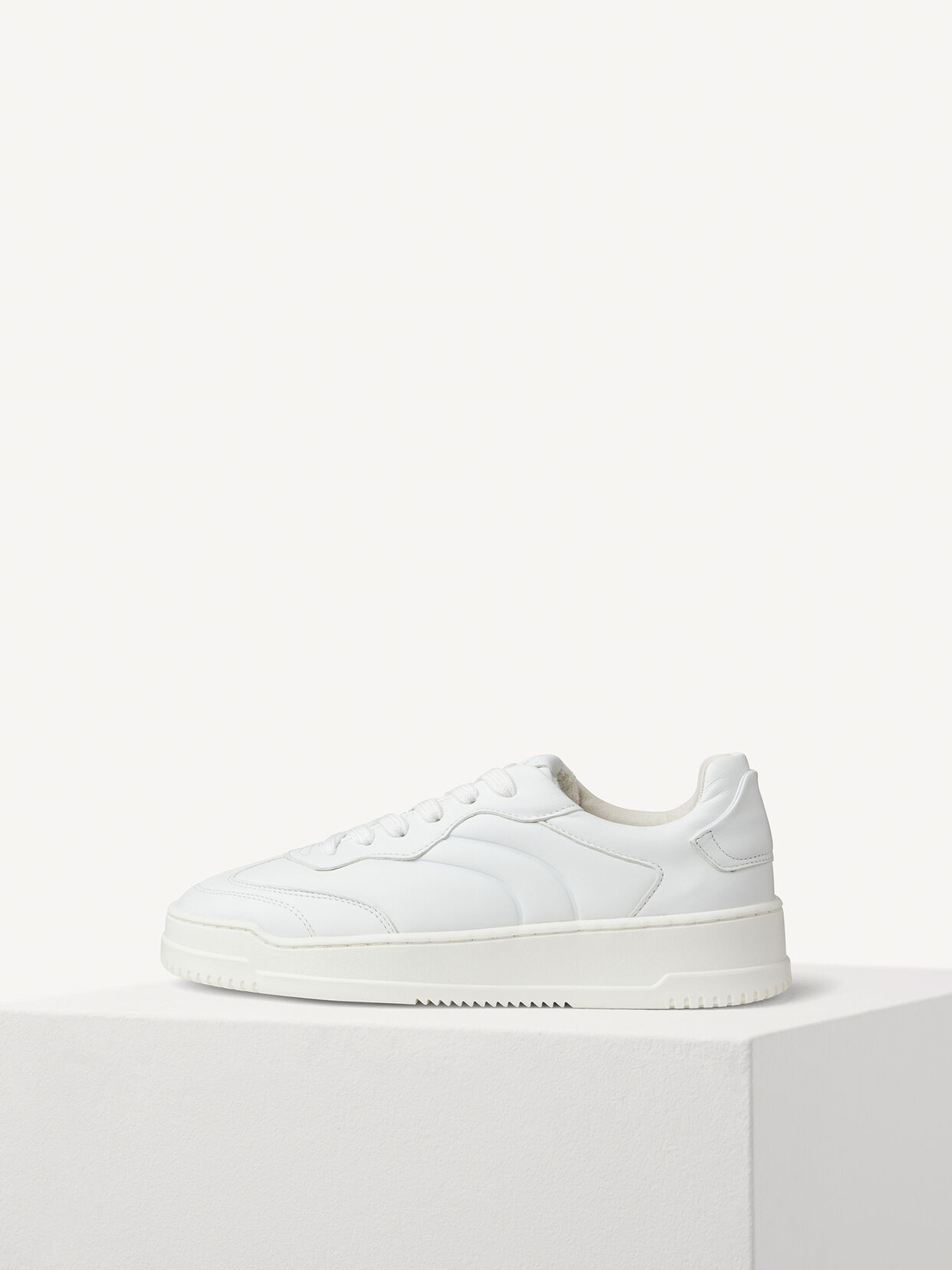 Ledersneaker - weiß, WHITE, hi-res