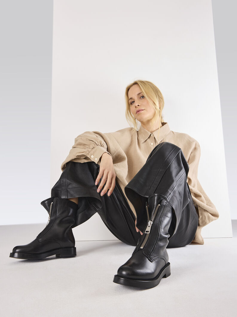 Bottine en cuir - noir, BLACK LEATHER, hi-res