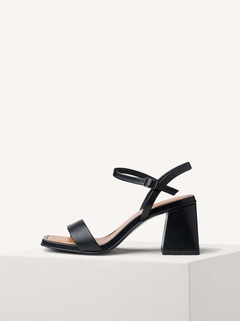 Leather Heeled sandal - black, BLACK, hi-res