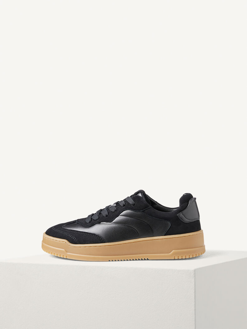 Ledersneaker - schwarz, BLACK, hi-res