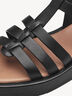 Sandale à talon en cuir - noir, BLACK, hi-res