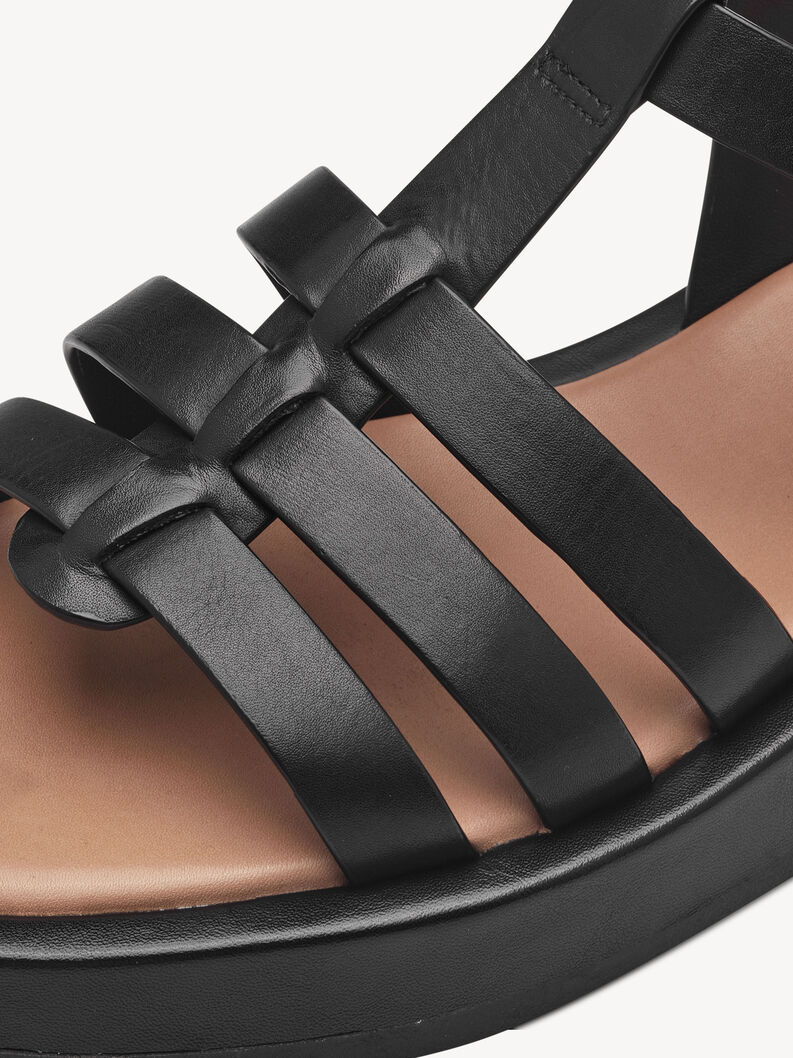 Leather Heeled sandal - black, BLACK, hi-res