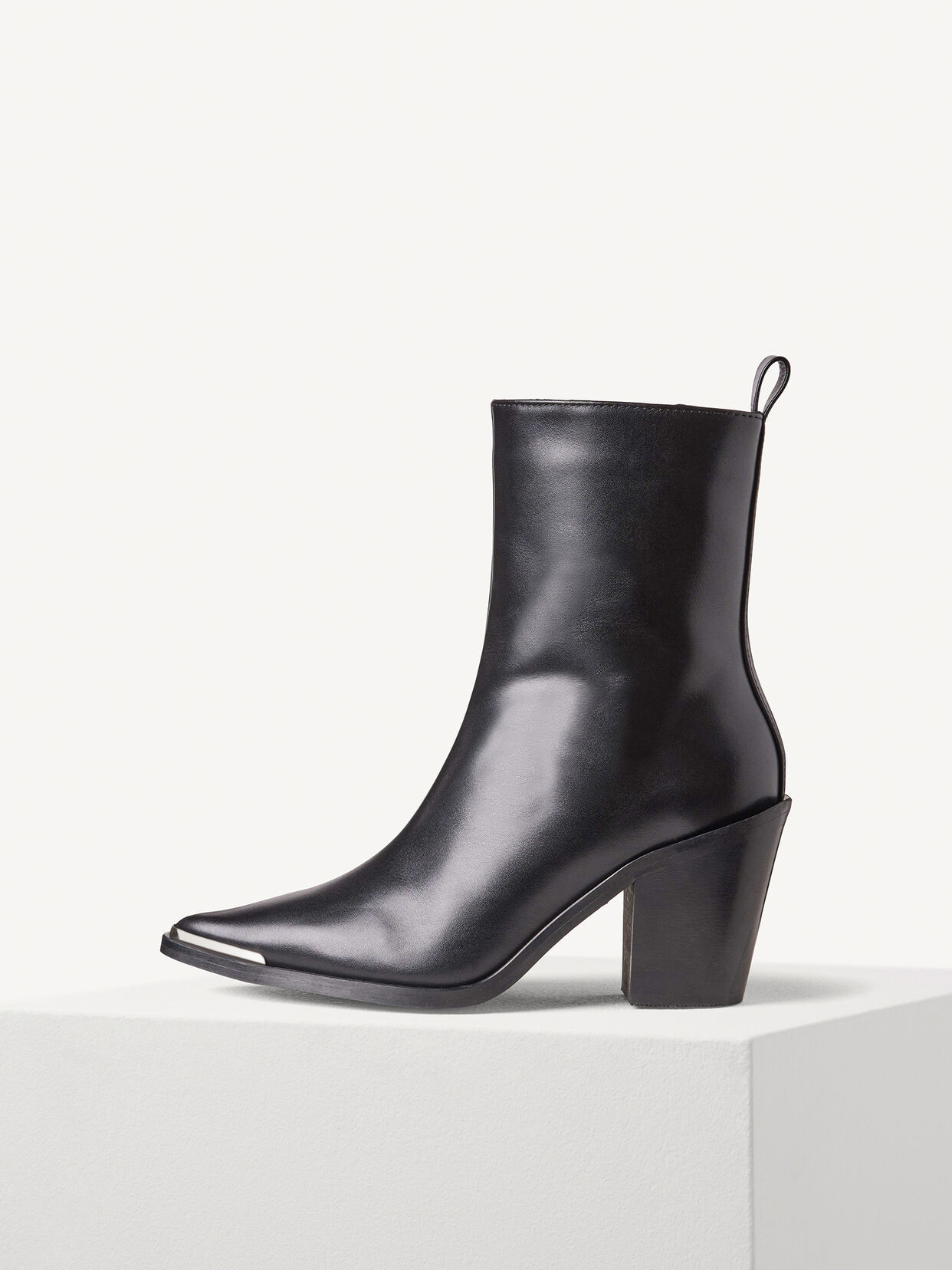 Lederstiefelette - schwarz, BLACK LEATHER, hi-res