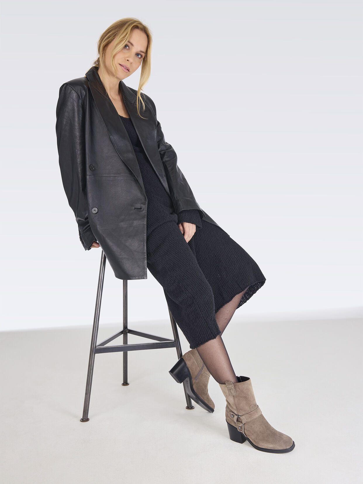 Lederstiefelette - beige, TAUPE, hi-res