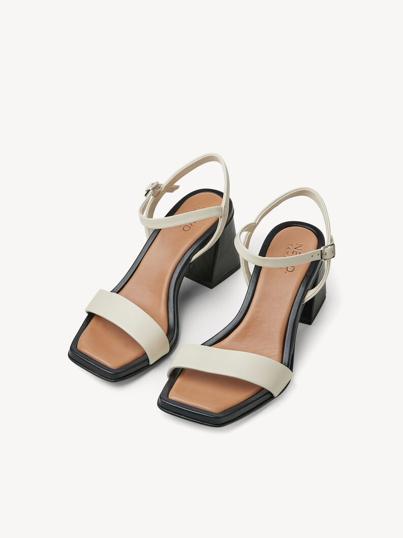Leather Heeled sandal - beige, IVORY COMB, hi-res