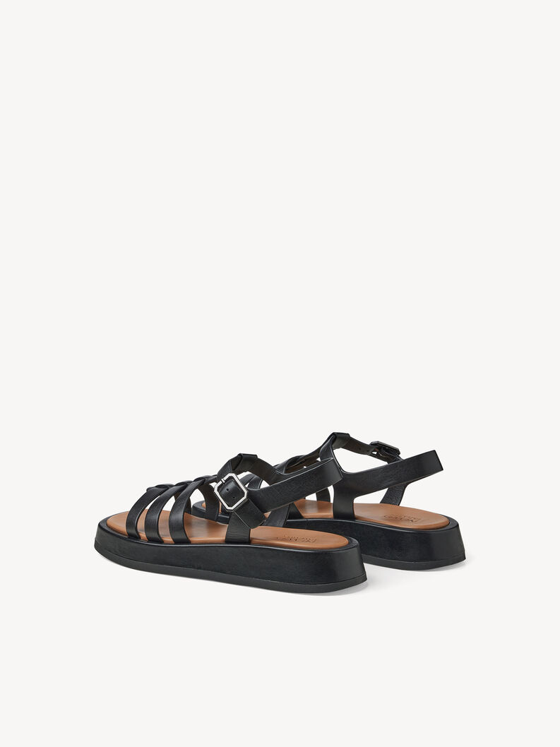 Leather Heeled sandal - black, BLACK, hi-res