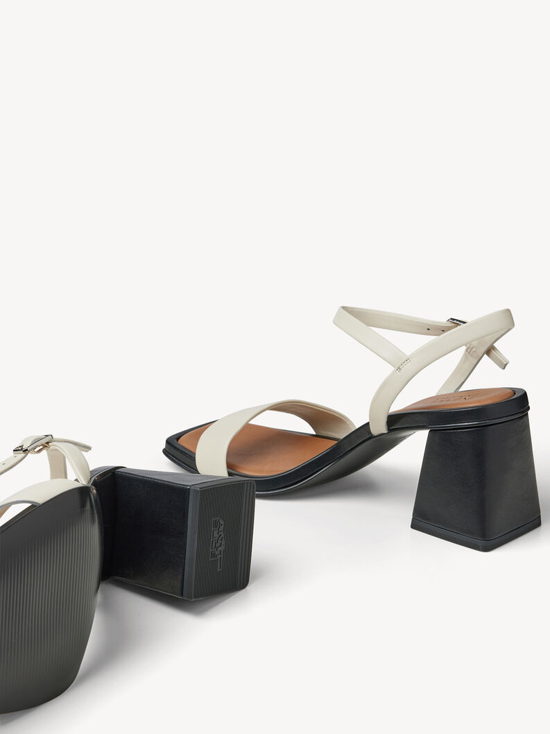Leather Heeled sandal - beige, IVORY COMB, hi-res