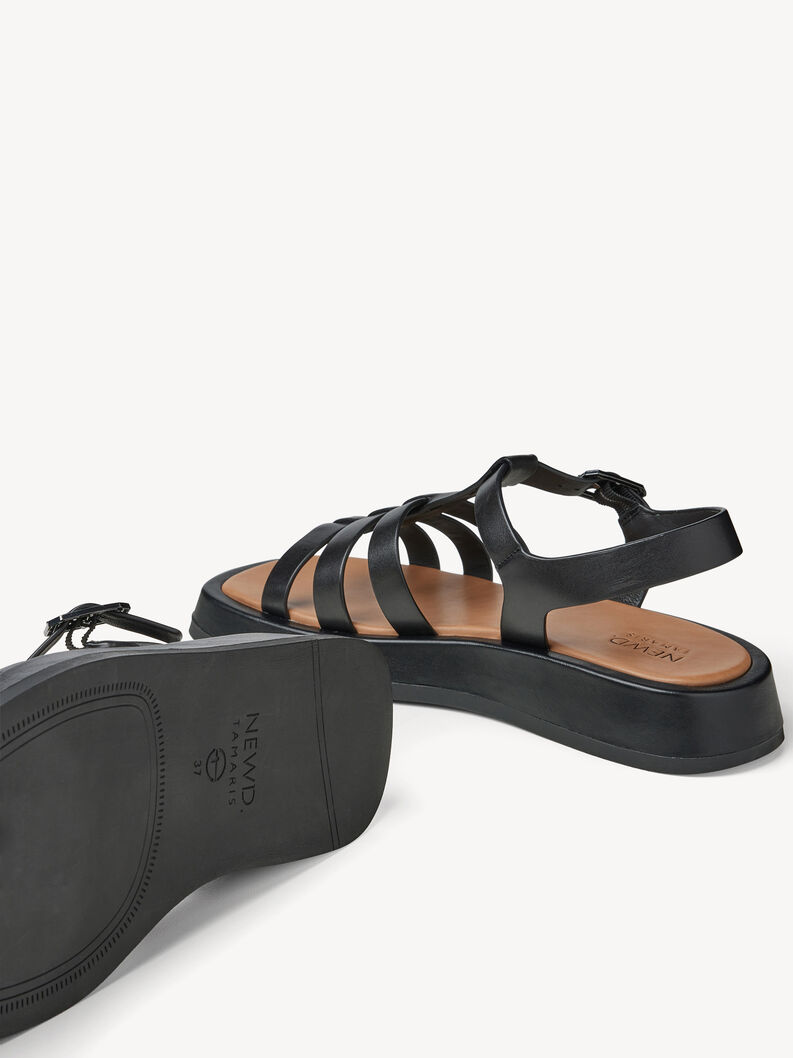 Leather Heeled sandal - black, BLACK, hi-res
