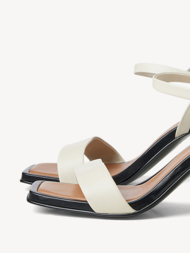 Leather Heeled sandal - beige, IVORY COMB, hi-res