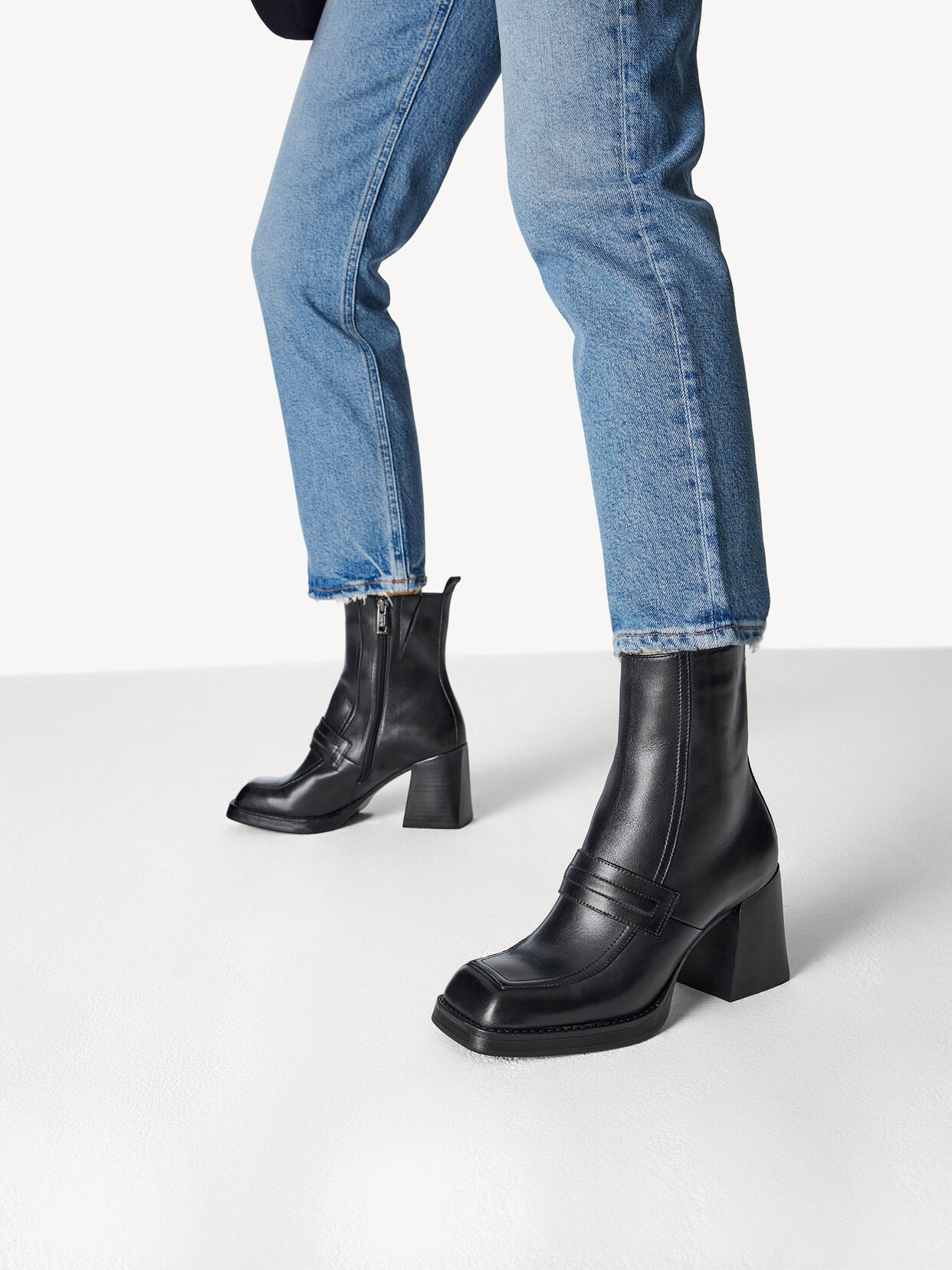 Lederstiefelette - schwarz, BLACK, hi-res