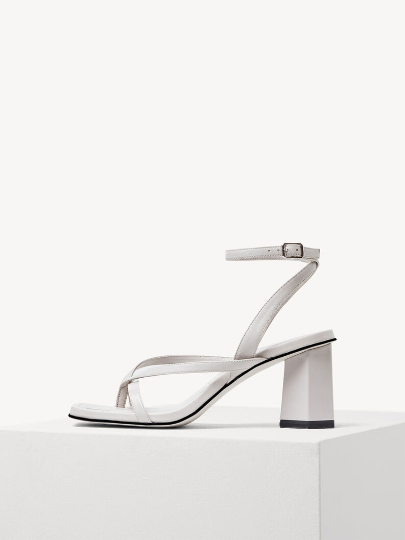 Leather Heeled sandal - grey, PALE GREY, hi-res