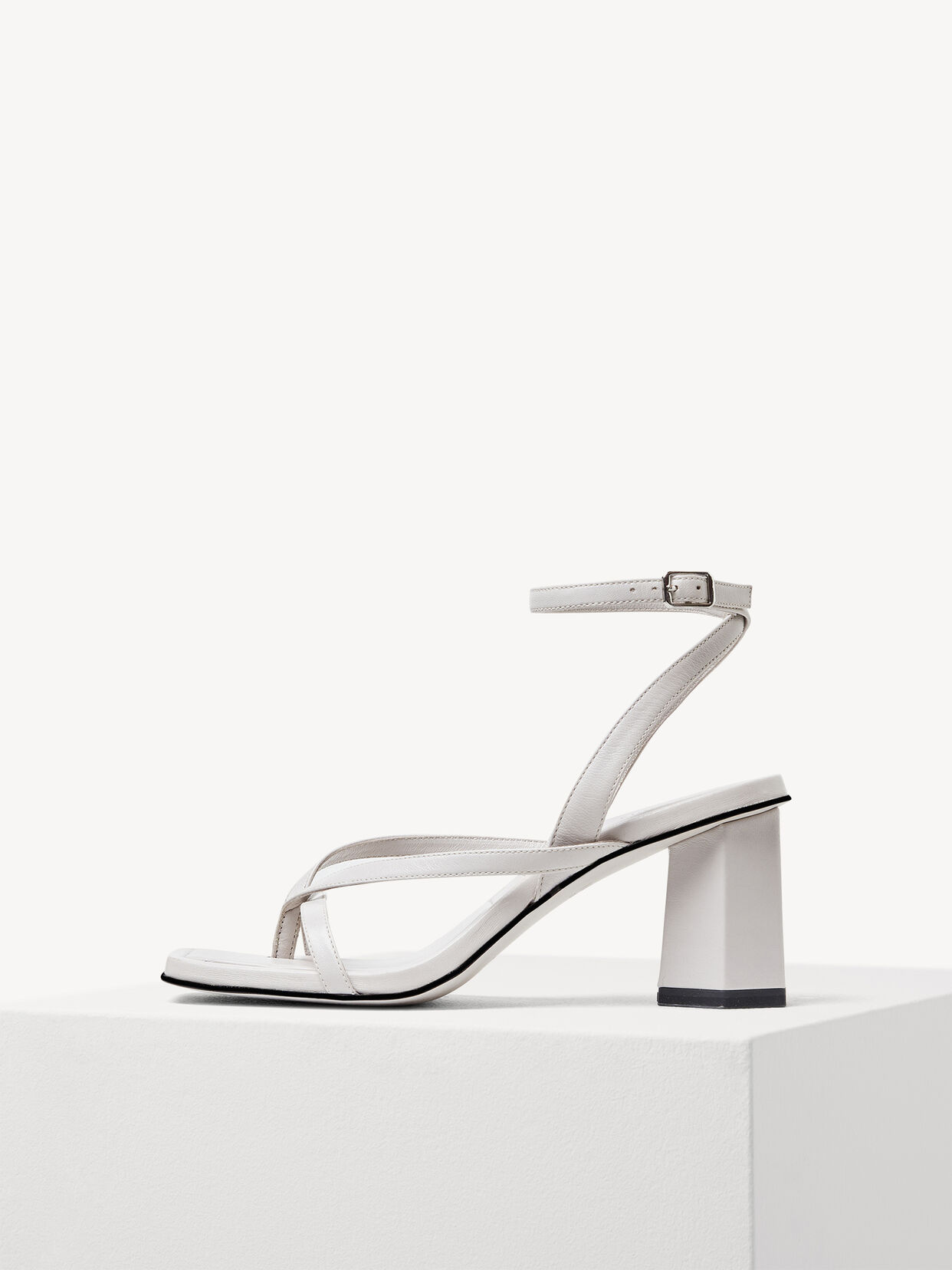 Ledersandalette - grau, PALE GREY, hi-res
