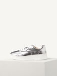Ledersneaker - silber, PEWTER/WHITE, hi-res