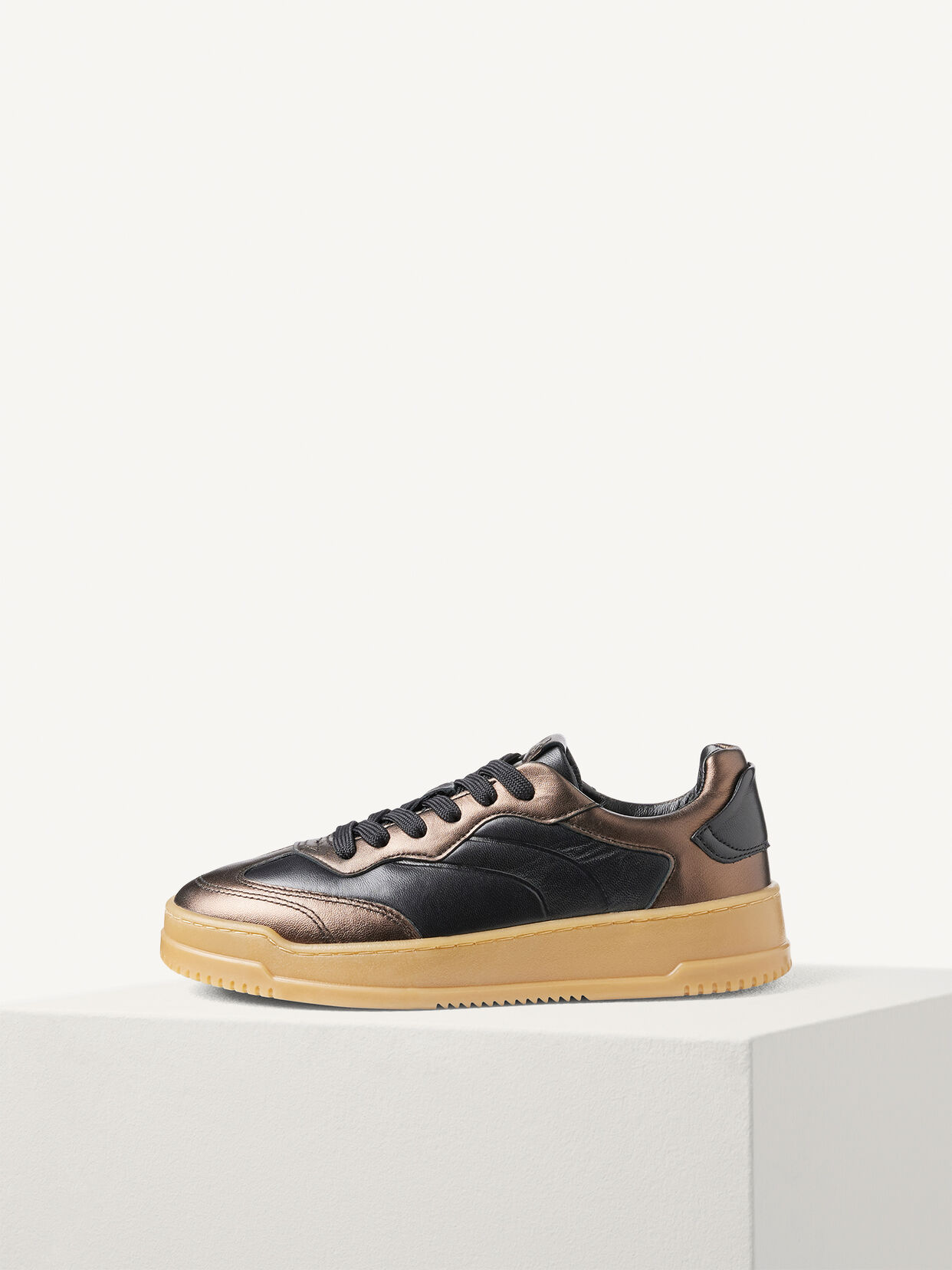 Ledersneaker - braun, BLACK/BRONCE, hi-res