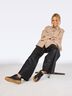 Leather Sneaker - brown, BLACK/BRONCE, hi-res